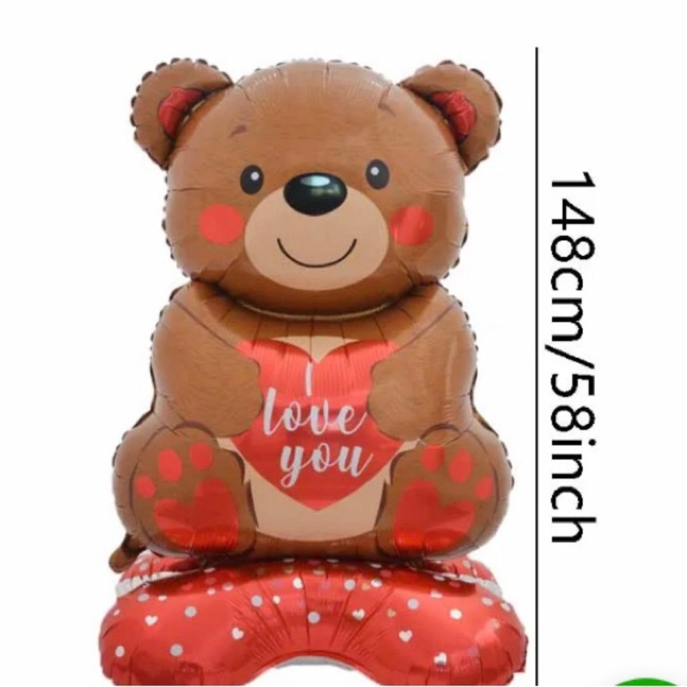 Valentines Day Giant Standing Teddy Bear Balloon 58 Inches Tall - Picture 2 of 3
